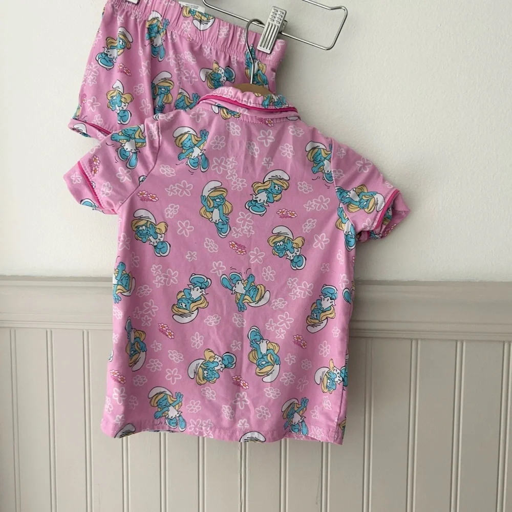 Girls 3T The Smurfs Smurfette Adorable Pink Cartoon Kids Pajama Set